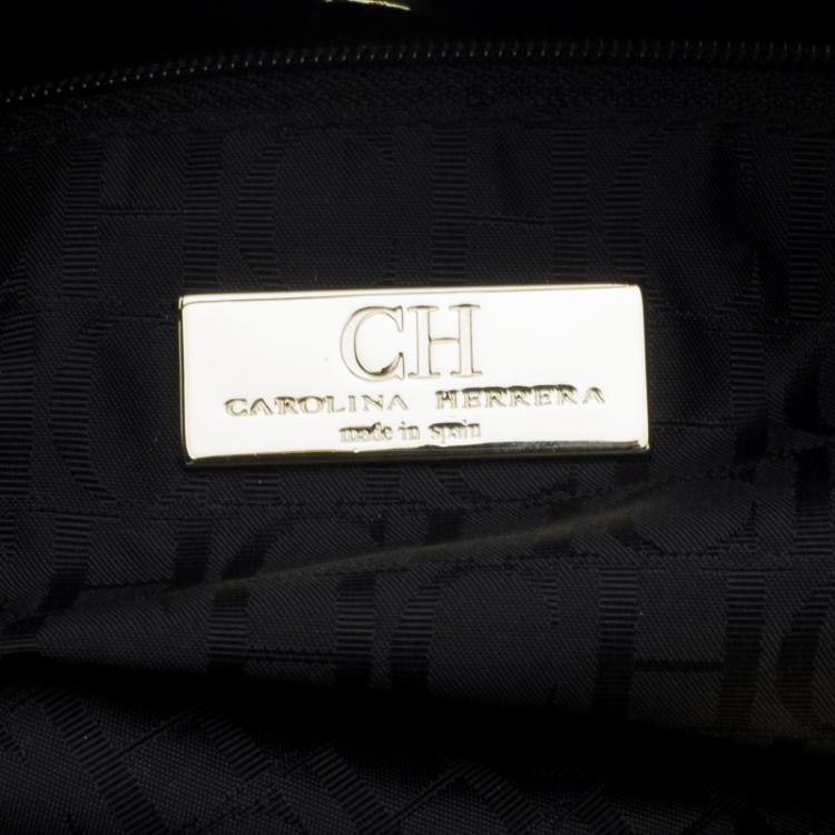 Pre Owned Carolina Herrera Black Nylon Braided Handle Tote