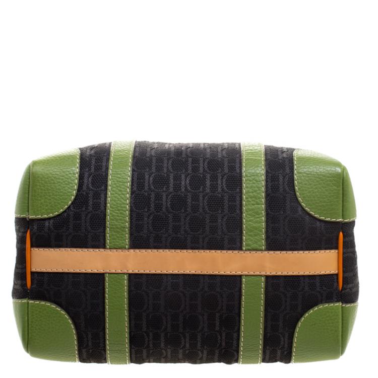 Pre Owned Carolina Herrera Multicolor Monogram Canvas and Leather Boston Bag