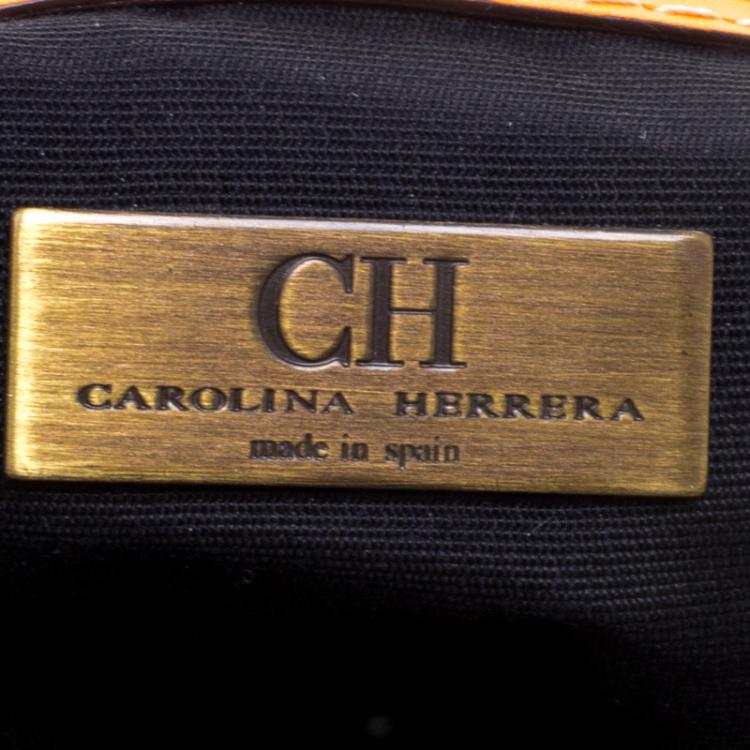 Pre Owned Carolina Herrera Multicolor Monogram Canvas and Leather Boston Bag