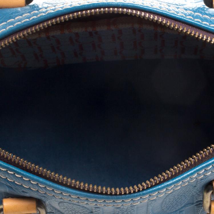 Pre Owned Carolina Herrera Blue Leather Andy Boston Bag