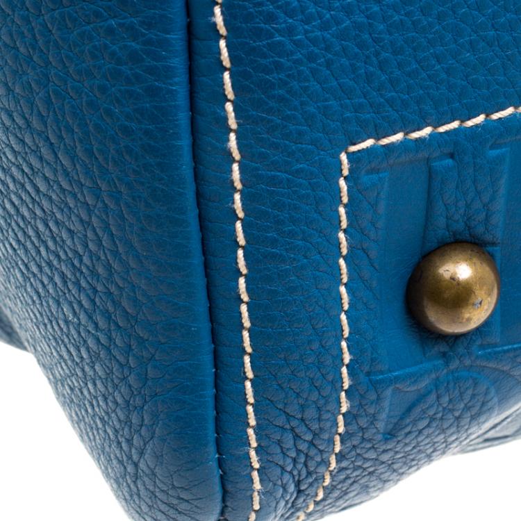 Pre Owned Carolina Herrera Blue Leather Andy Boston Bag