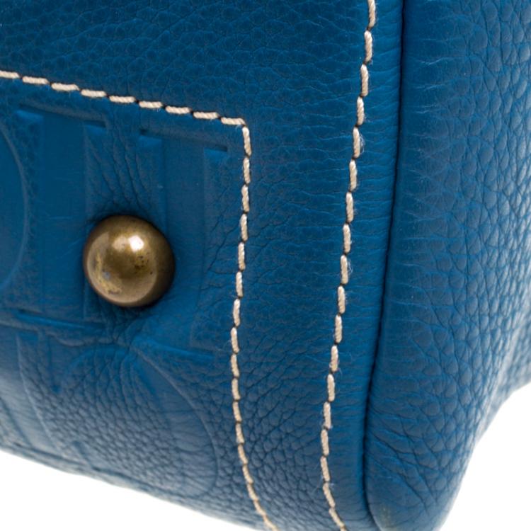 Pre Owned Carolina Herrera Blue Leather Andy Boston Bag