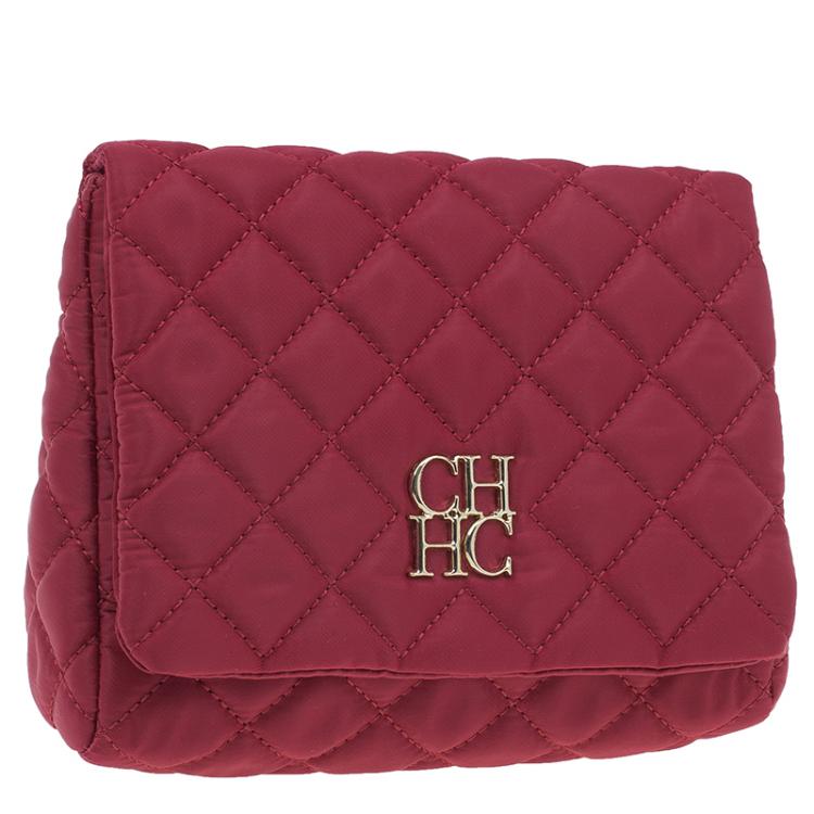 Pre Owned Carolina Herrera Red Quilted Flap Bag