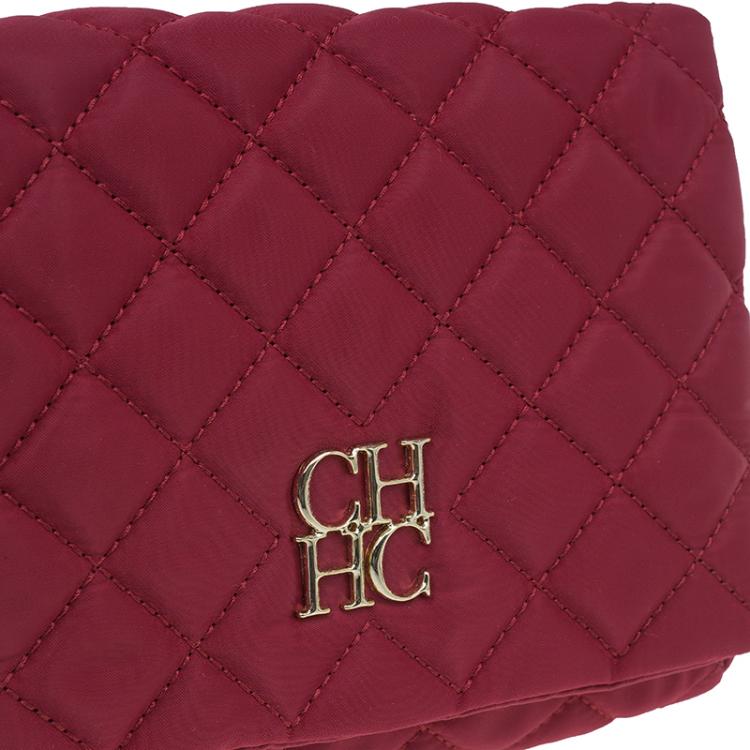 Pre Owned Carolina Herrera Red Quilted Flap Bag
