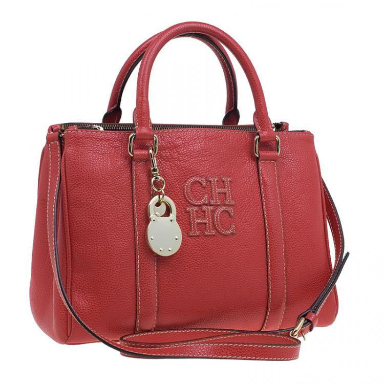 Pre Owned Carolina Herrera Red Leather Matteo Bag