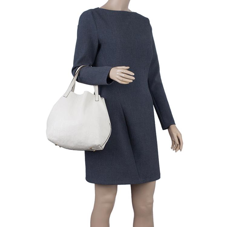 Pre Owned Carolina Herrera Monogram Leather Embossed Matryoshka Tote