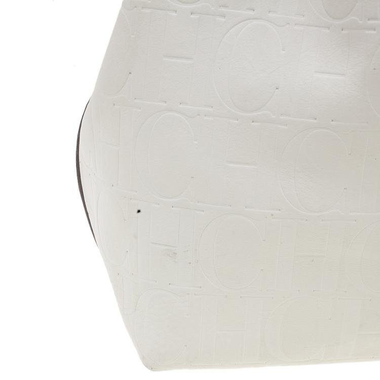 Pre Owned Carolina Herrera Monogram Leather Embossed Matryoshka Tote