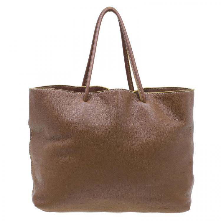 Pre Owned CH Carolina Herrera Brown Leather Eva Tote