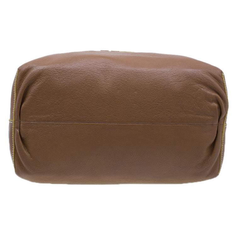 Pre Owned CH Carolina Herrera Brown Leather Eva Tote