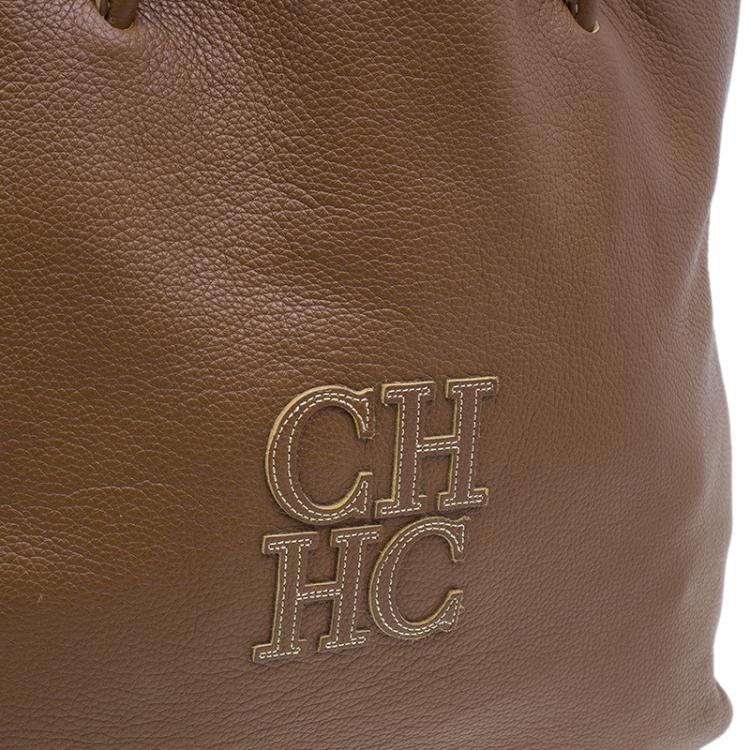 Pre Owned CH Carolina Herrera Brown Leather Eva Tote