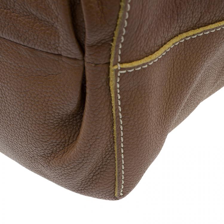 Pre Owned CH Carolina Herrera Brown Leather Eva Tote