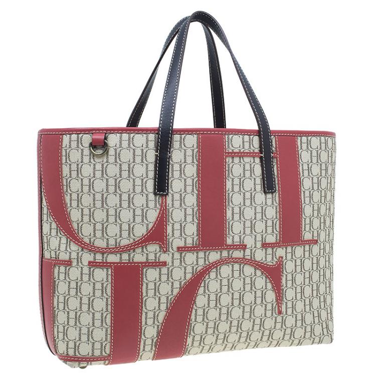 Pre Owned Carolina Herrera Beige Canvas Shopper tote