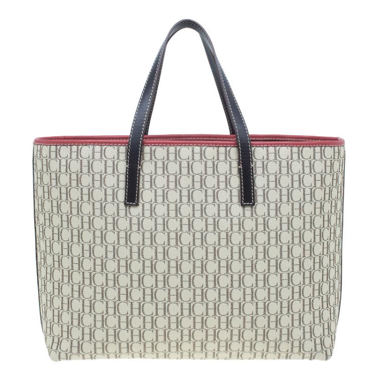 Pre Owned Carolina Herrera Beige Canvas Shopper tote