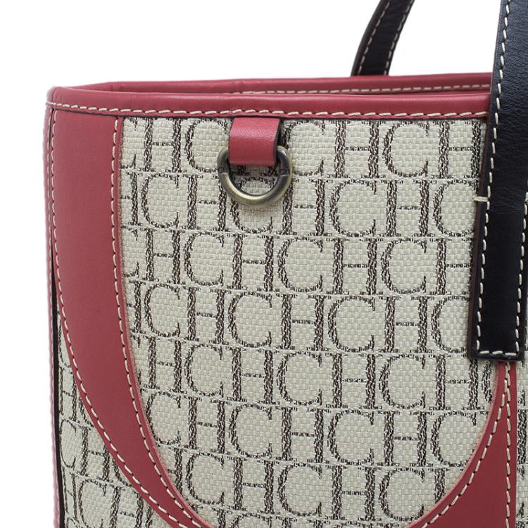 Pre Owned Carolina Herrera Beige Canvas Shopper tote