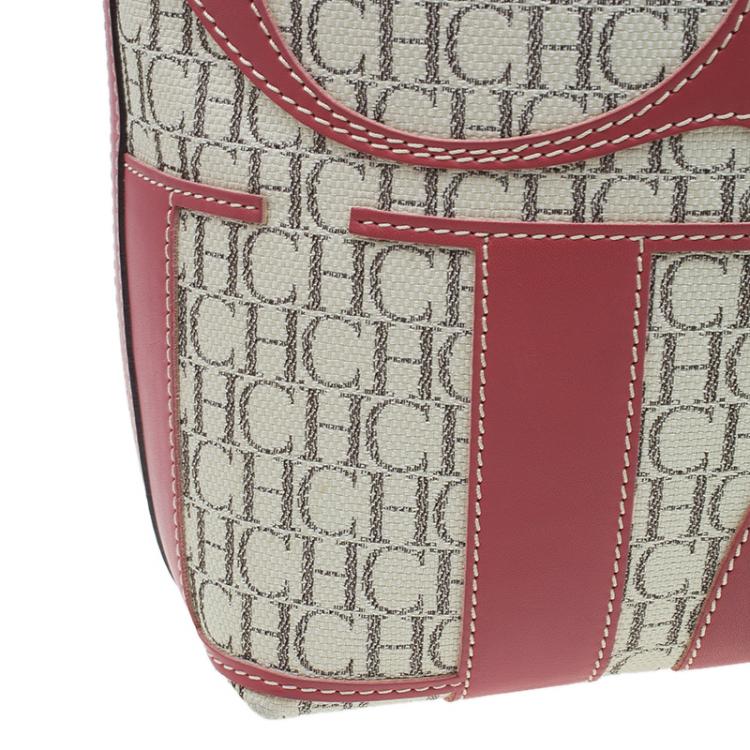 Pre Owned Carolina Herrera Beige Canvas Shopper tote