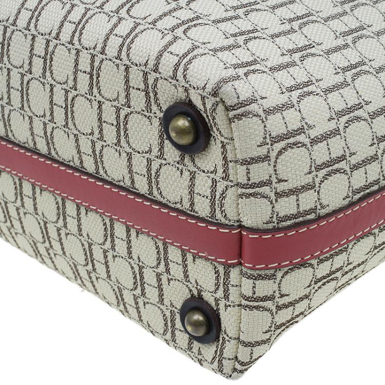 Pre Owned Carolina Herrera Beige Canvas Shopper tote