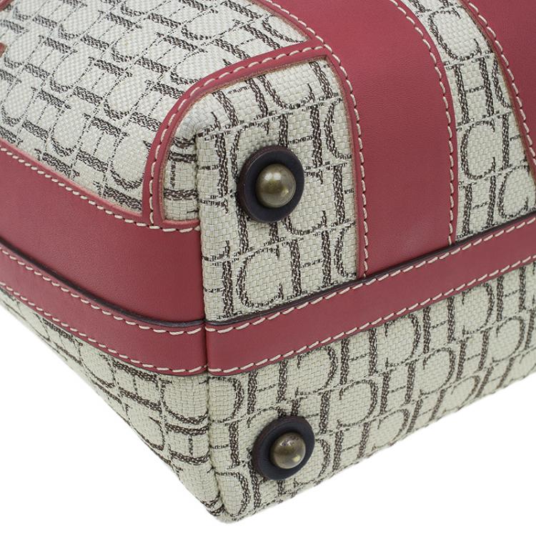 Pre Owned Carolina Herrera Beige Canvas Shopper tote