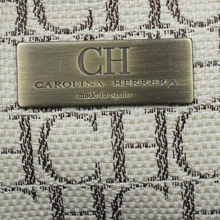 Pre Owned Carolina Herrera Beige Canvas Shopper tote