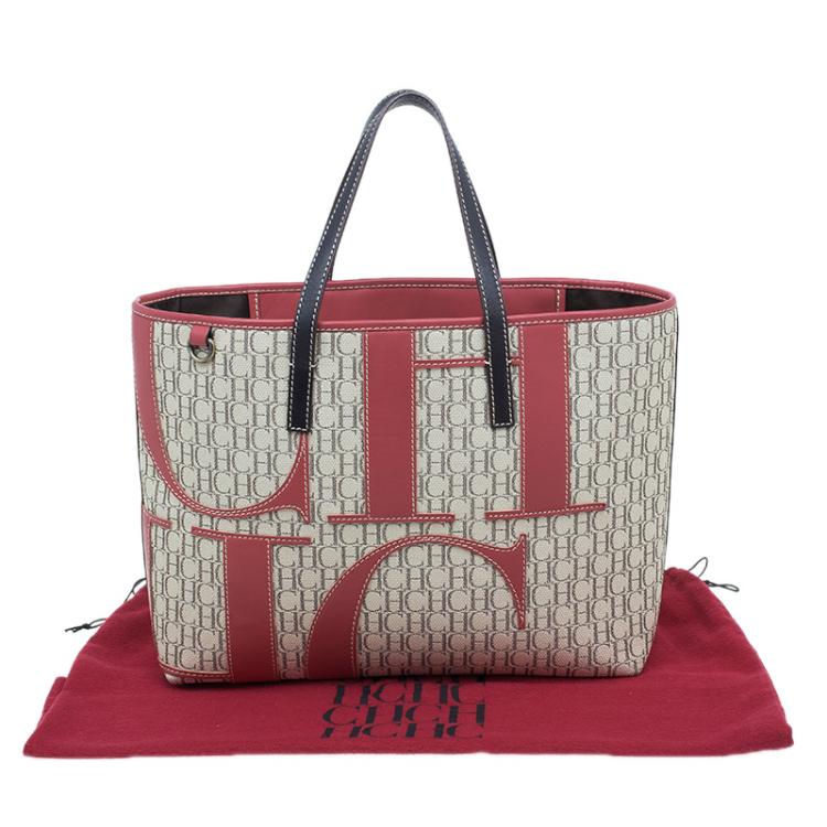 Pre Owned Carolina Herrera Beige Canvas Shopper tote