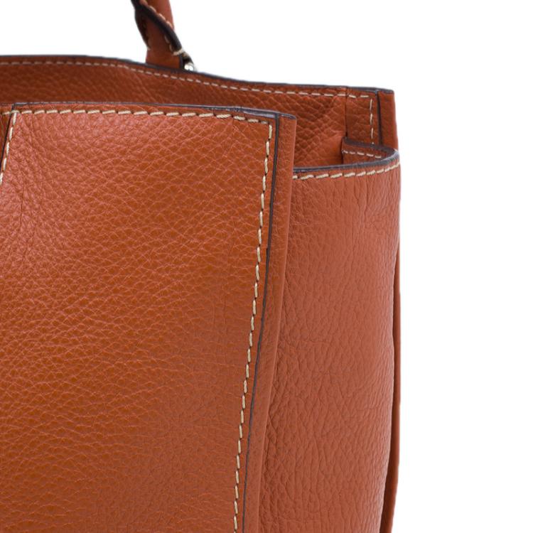 Pre Owned Carolina Herrera Orange Leather Tote Bag 