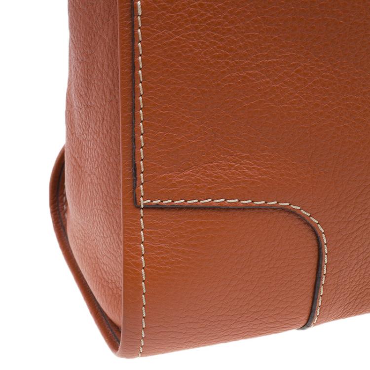 Pre Owned Carolina Herrera Orange Leather Tote Bag 