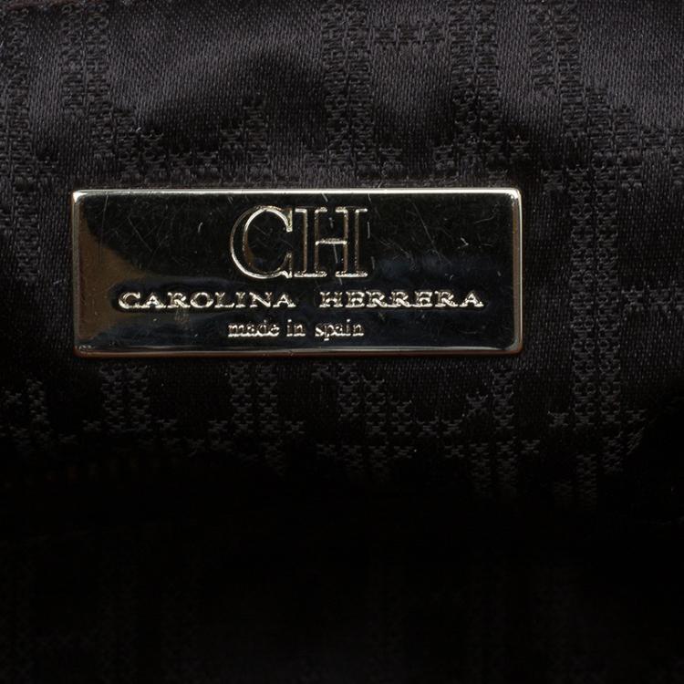 Pre Owned Carolina Herrera Orange Leather Tote Bag 