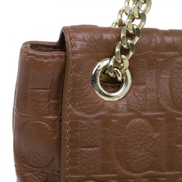 Pre Owned Carolina Herrera Brown Leather Audrey Shoulder Bag