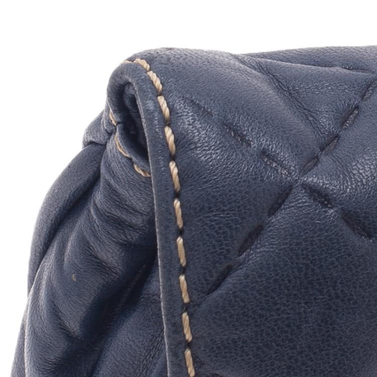 Pre Owned Carolina Herrera Blue Quilted Leather Clutch