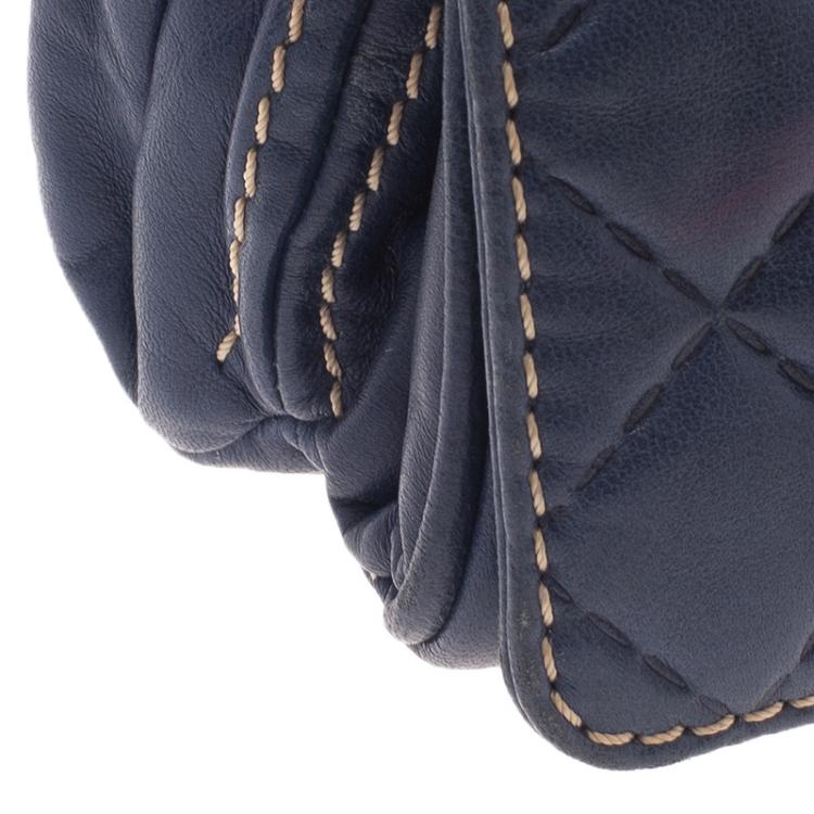 Pre Owned Carolina Herrera Blue Quilted Leather Clutch