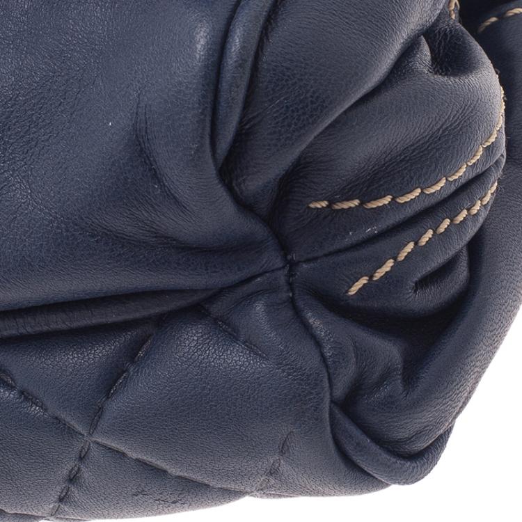 Pre Owned Carolina Herrera Blue Quilted Leather Clutch