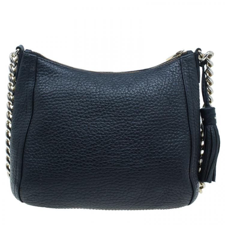 Pre Owned Carolina Herrera Black Pebbled Leather Maria Shoulder Bag