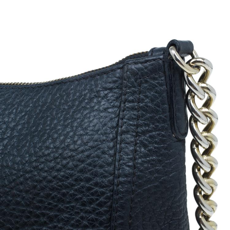 Pre Owned Carolina Herrera Black Pebbled Leather Maria Shoulder Bag