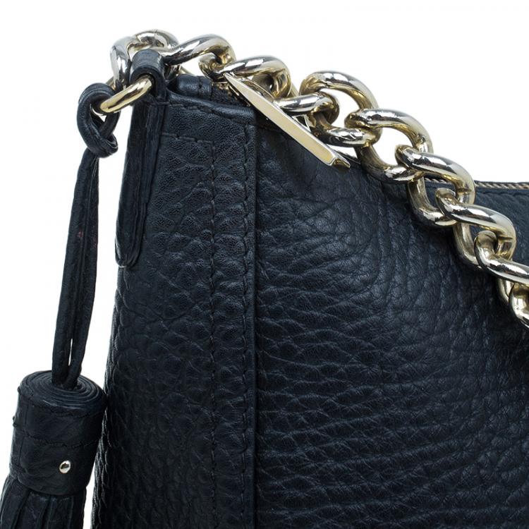 Pre Owned Carolina Herrera Black Pebbled Leather Maria Shoulder Bag