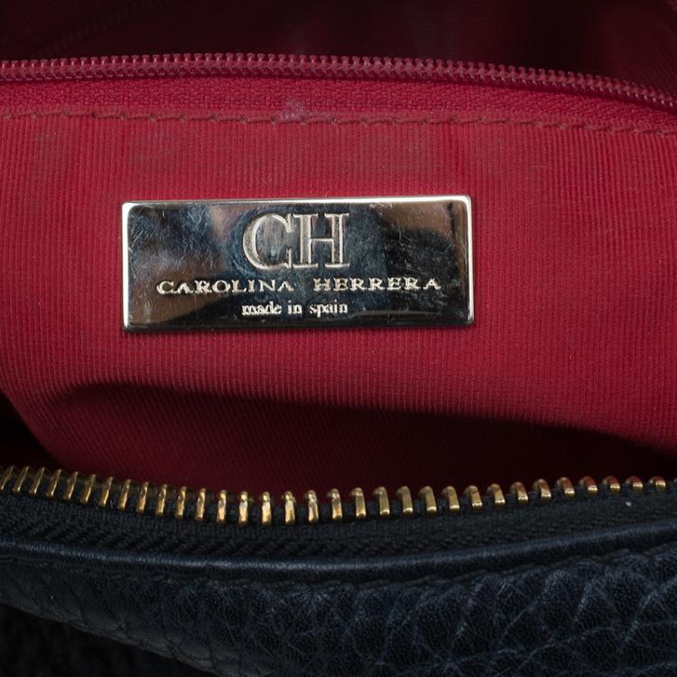 Pre Owned Carolina Herrera Black Pebbled Leather Maria Shoulder Bag