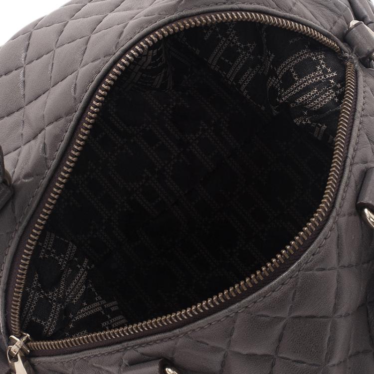 Pre Owned Carolina Herrera Grey Leather Quilted Chain Satchel Bag