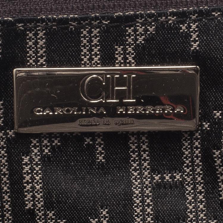 Pre Owned Carolina Herrera Grey Leather Quilted Chain Satchel Bag