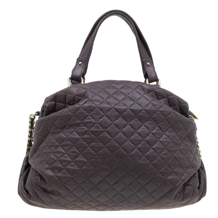Pre Owned Carolina Herrera Brown Quilted Leather Chain Satchel Bag