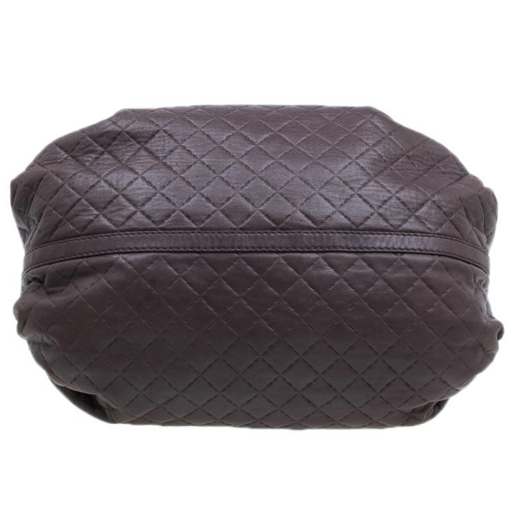 Pre Owned Carolina Herrera Brown Quilted Leather Chain Satchel Bag