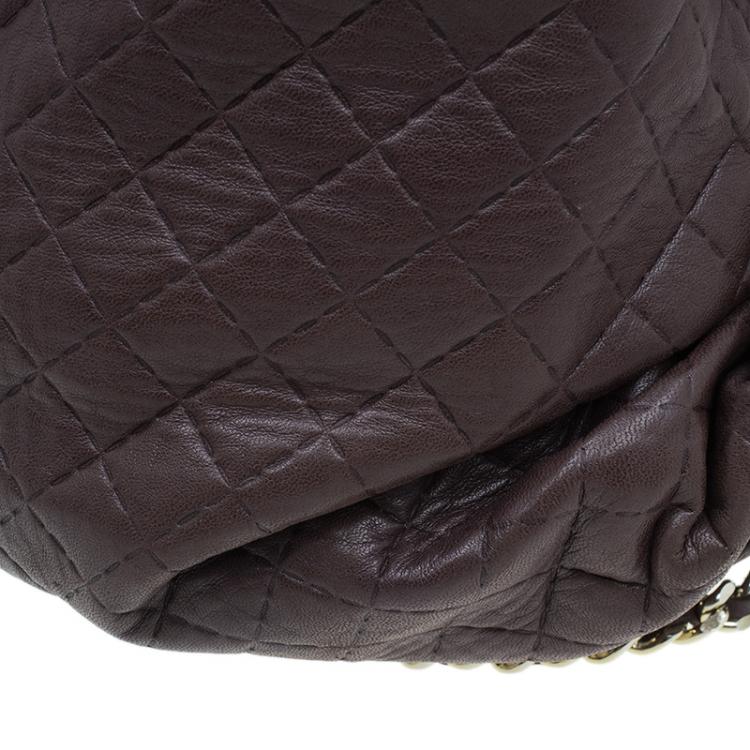 Pre Owned Carolina Herrera Brown Quilted Leather Chain Satchel Bag