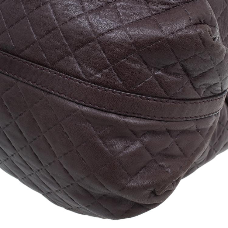 Pre Owned Carolina Herrera Brown Quilted Leather Chain Satchel Bag