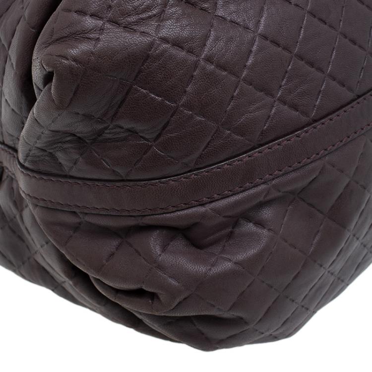 Pre Owned Carolina Herrera Brown Quilted Leather Chain Satchel Bag