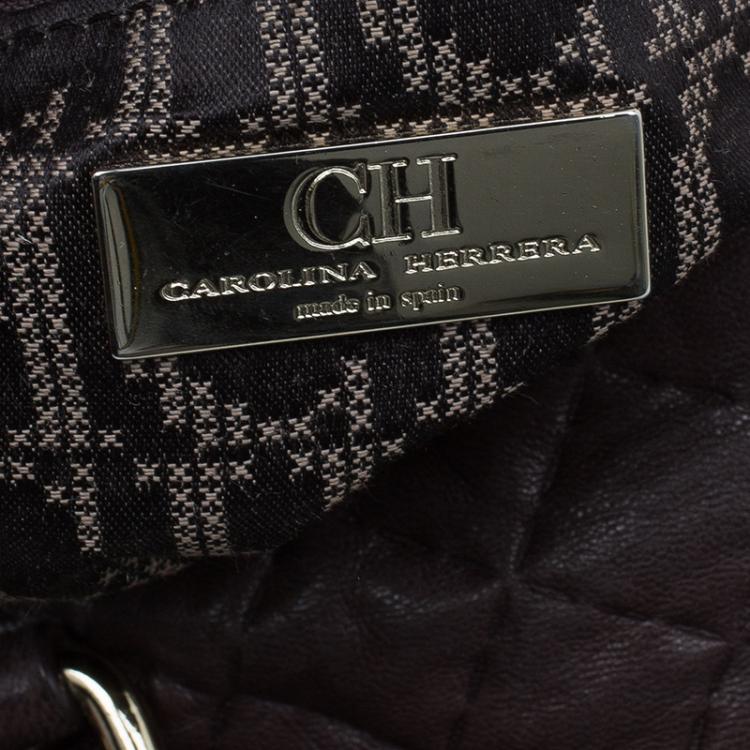 Pre Owned Carolina Herrera Brown Quilted Leather Chain Satchel Bag