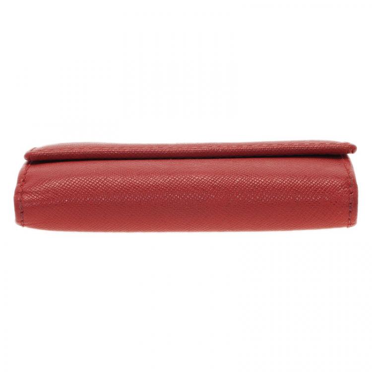 Pre Owned Carolina Herrera Red Leather Compact Wallet