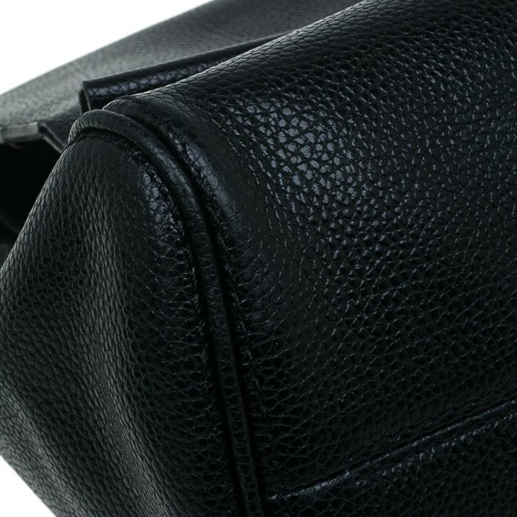 Pre Owned Carolina Herrera Black Leather Minueto Flap Bag