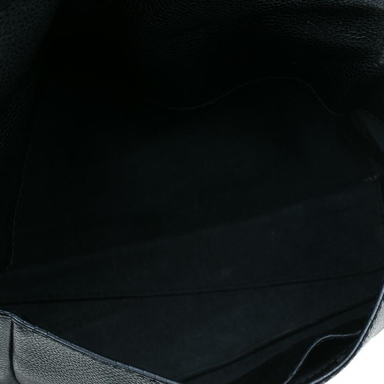 Pre Owned Carolina Herrera Black Leather Minueto Flap Bag