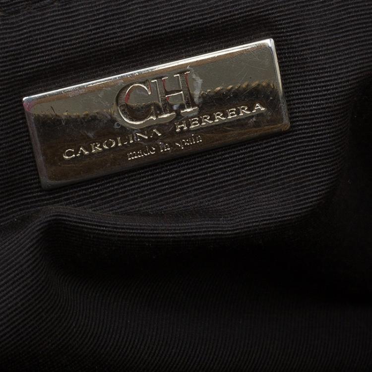 Pre Owned Carolina Herrera Brown Monogram Leather Hobo Bag