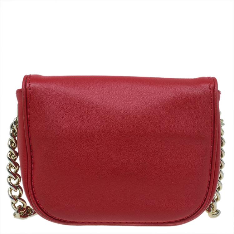 Pre Owned Carolina Herrera Red Leather Crossbody Bag