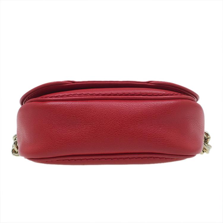Pre Owned Carolina Herrera Red Leather Crossbody Bag