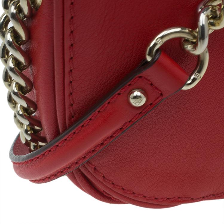 Pre Owned Carolina Herrera Red Leather Crossbody Bag