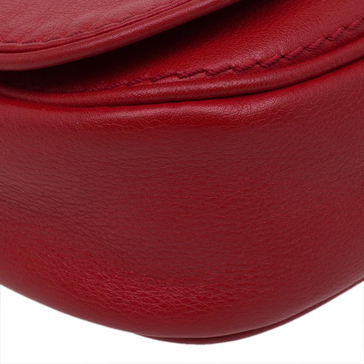 Pre Owned Carolina Herrera Red Leather Crossbody Bag